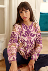 Pull violet à imprimés - Mady