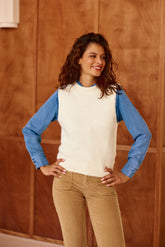 Pull sans manches écru - Manda