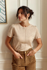 Pull manches courtes beige - Mathilde