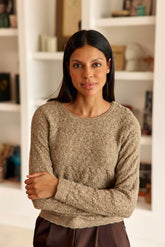 Pull col rond taupe - Mayson
