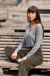 Pull col V gris - Melya