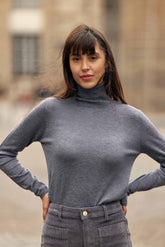 Pull col roulé gris - Miloe