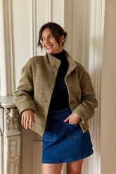 Manteau col montant kaki - Nelcy