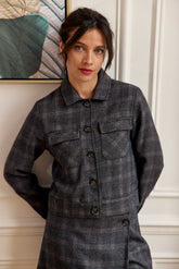 Veste à carreaux tweed gris- Virgin