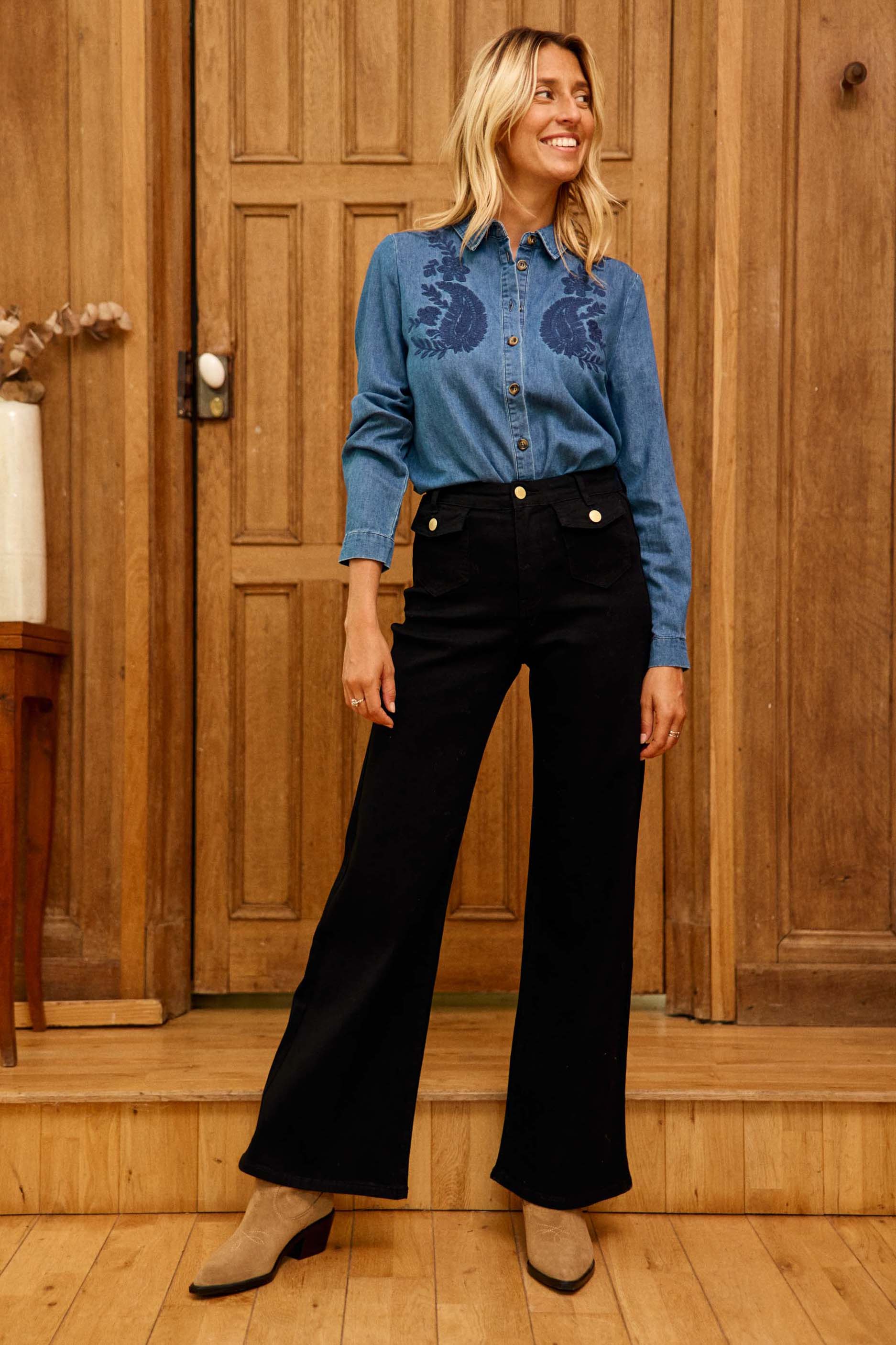 Chemise brodée stone - Clovy