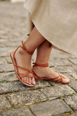 Spartiates cuir camel - Gauthier