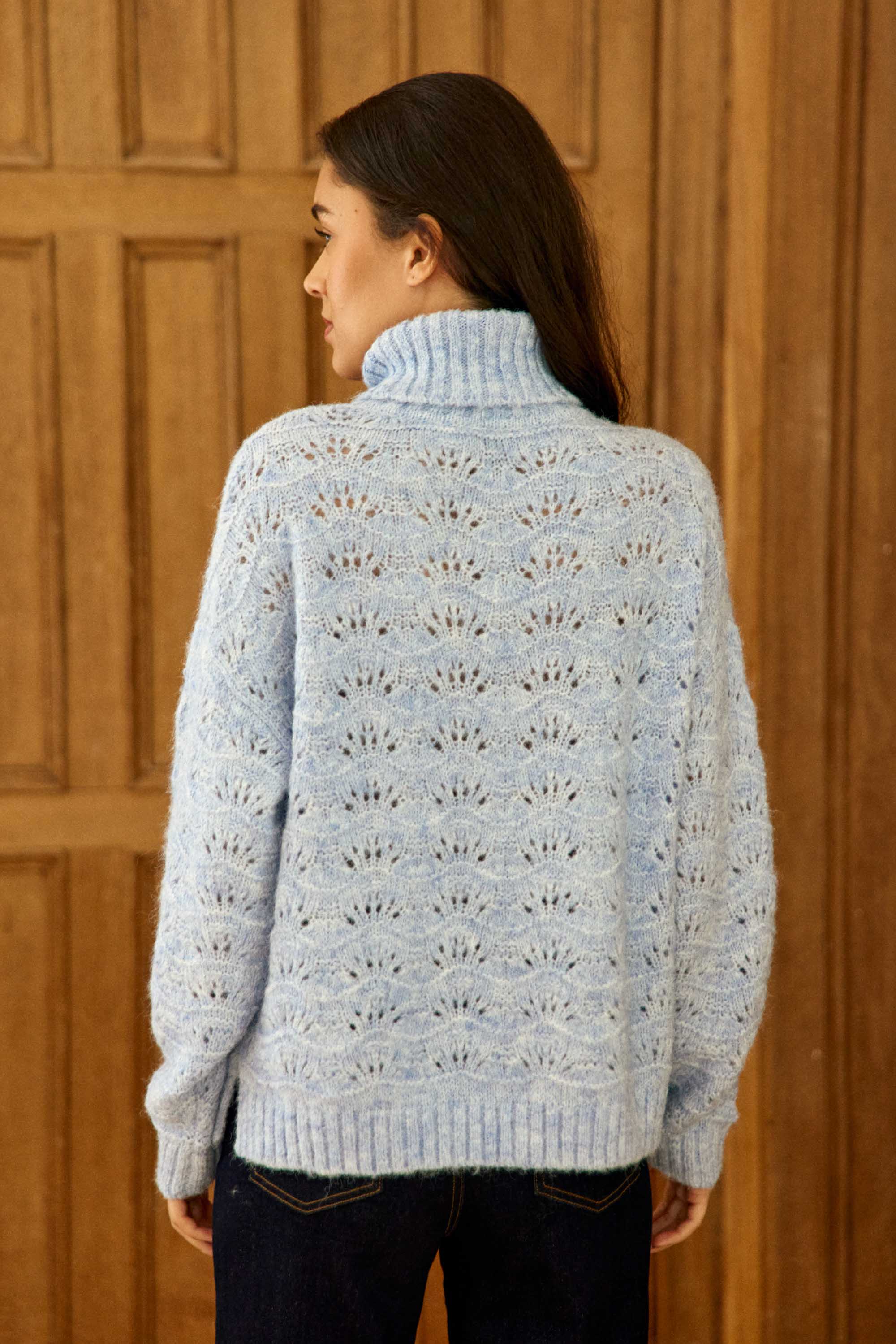 Pull col roulé bleu ciel - Madison