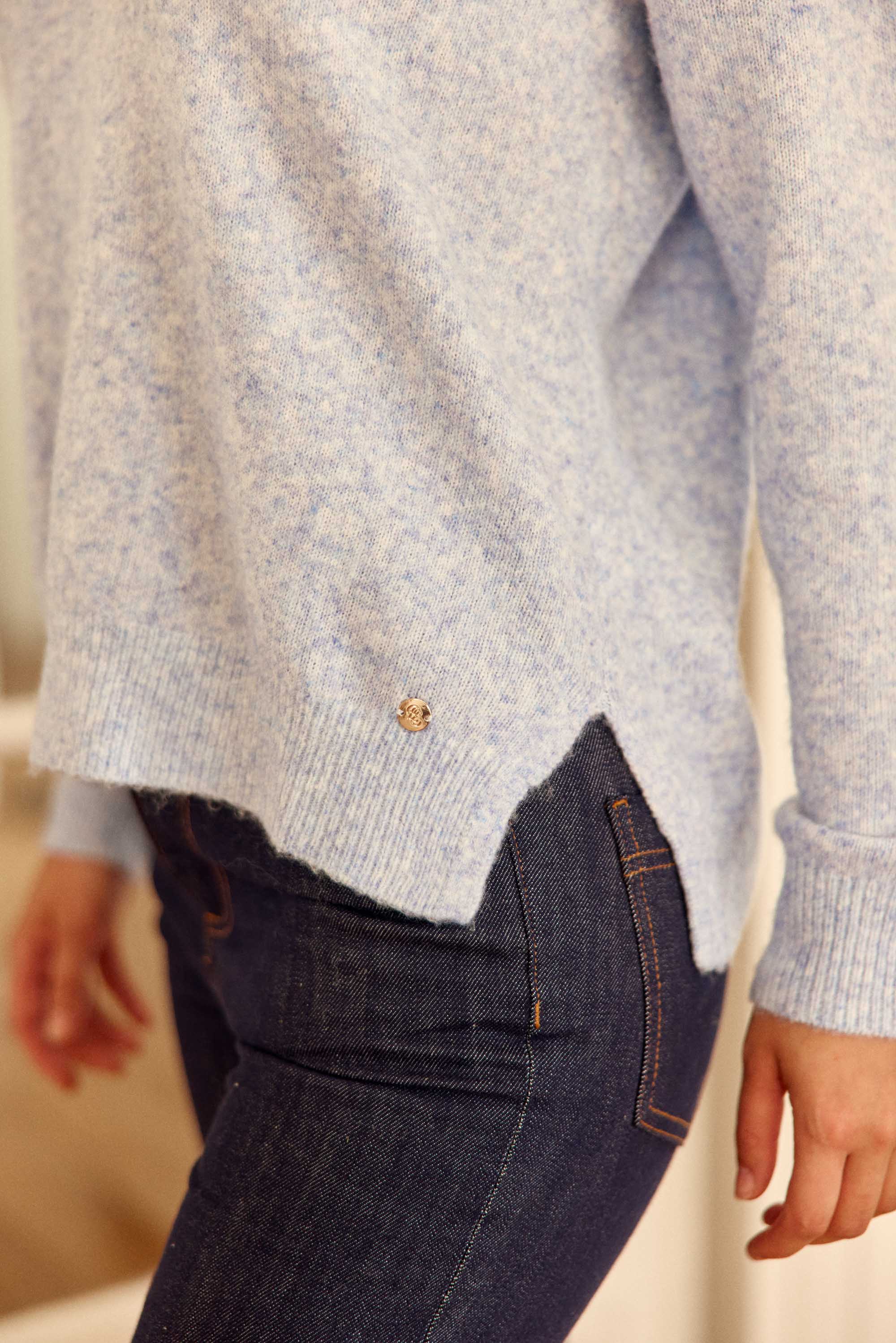 Pull col V bleu ciel - Mantia