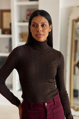 Pull col roulé marron - Melena