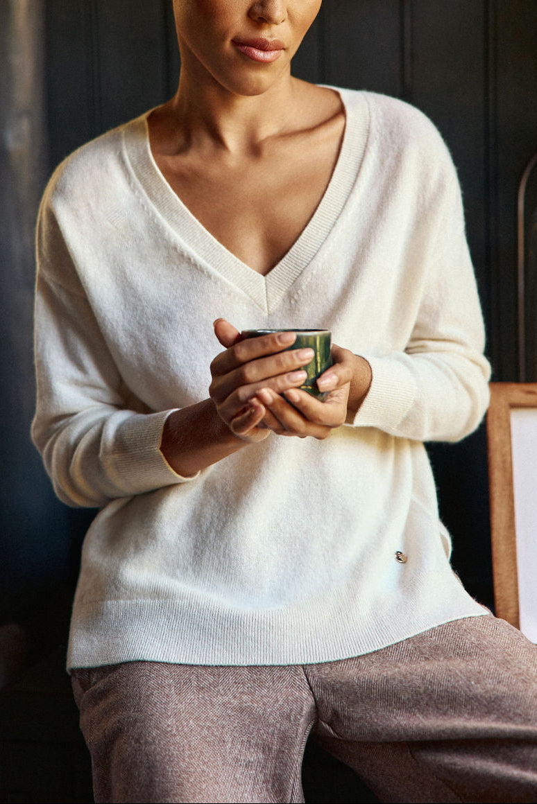 Pull col V écru - Melya