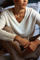 Pull col V écru - Melya