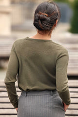 Pull col V kaki - Melya