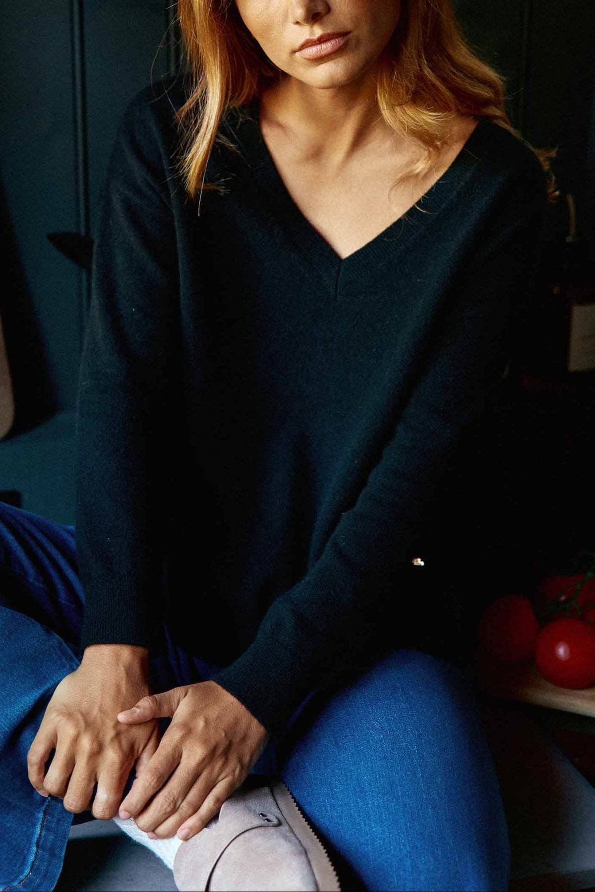 Pull col V noir - Melya