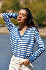 Pull marinière col V - Melyo