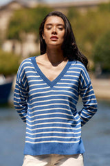 Pull marinière col V - Melyo