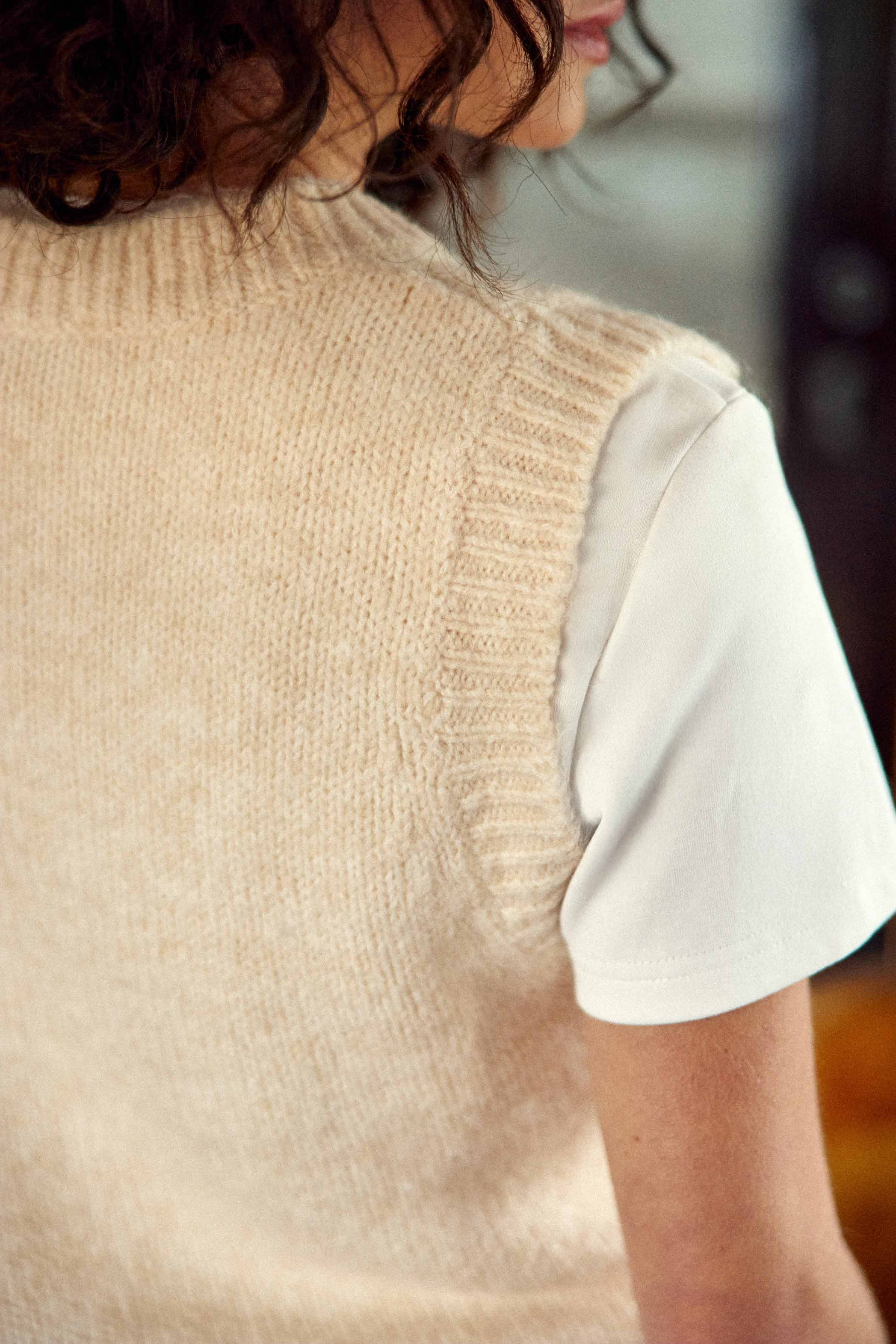 Pull sans manches ecru - Mercy