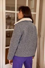 Manteau à col fausse fourrure gris - Nattie