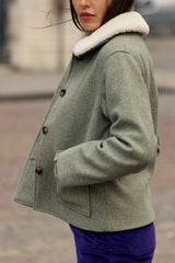 Manteau à col fausse fourrure kaki - Nattie