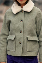 Manteau à col fausse fourrure kaki - Nattie