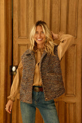 Veste sans manches en tweed marron - Vaya