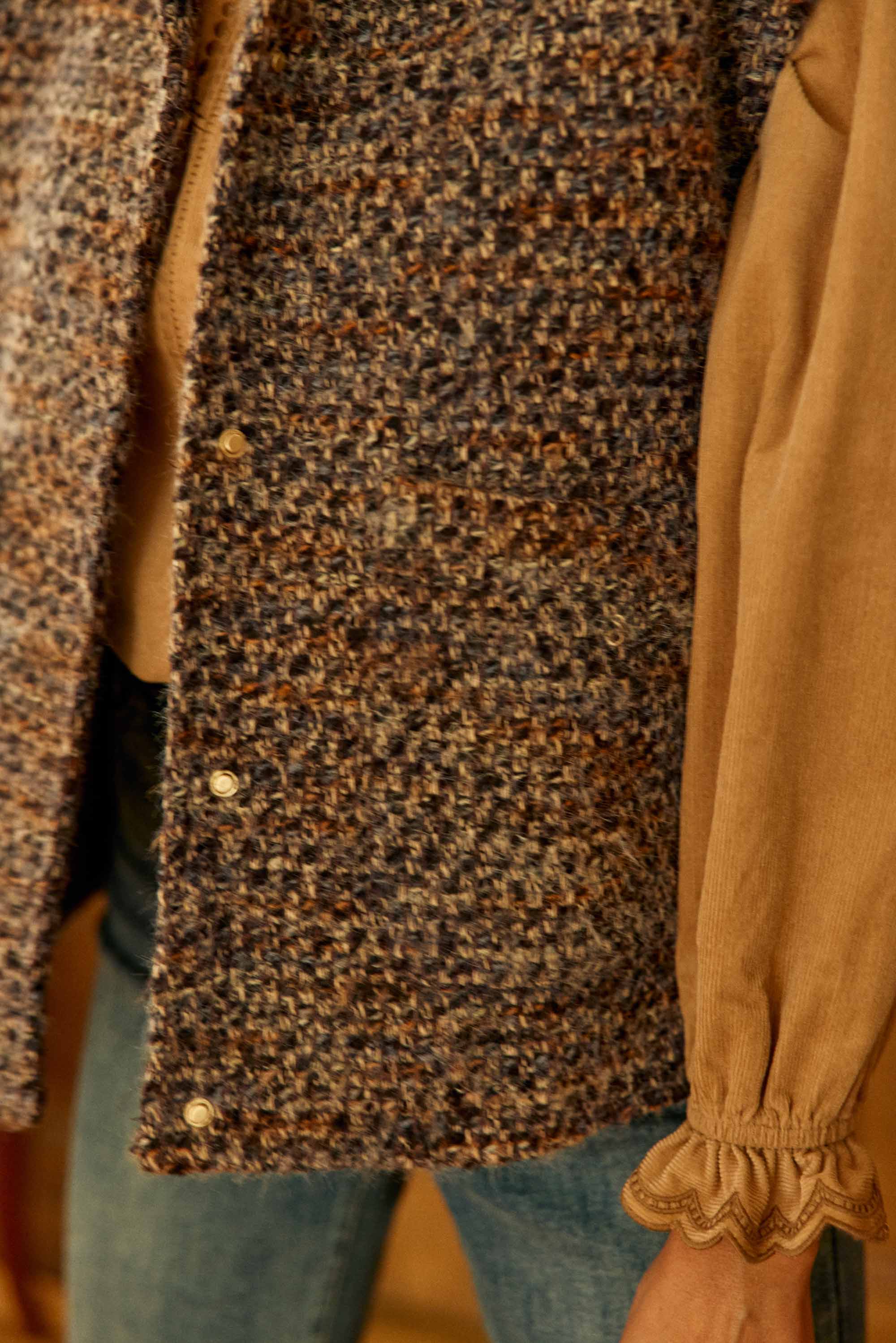 Veste sans manches en tweed marron - Vaya