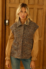 Veste sans manches en tweed marron - Vaya