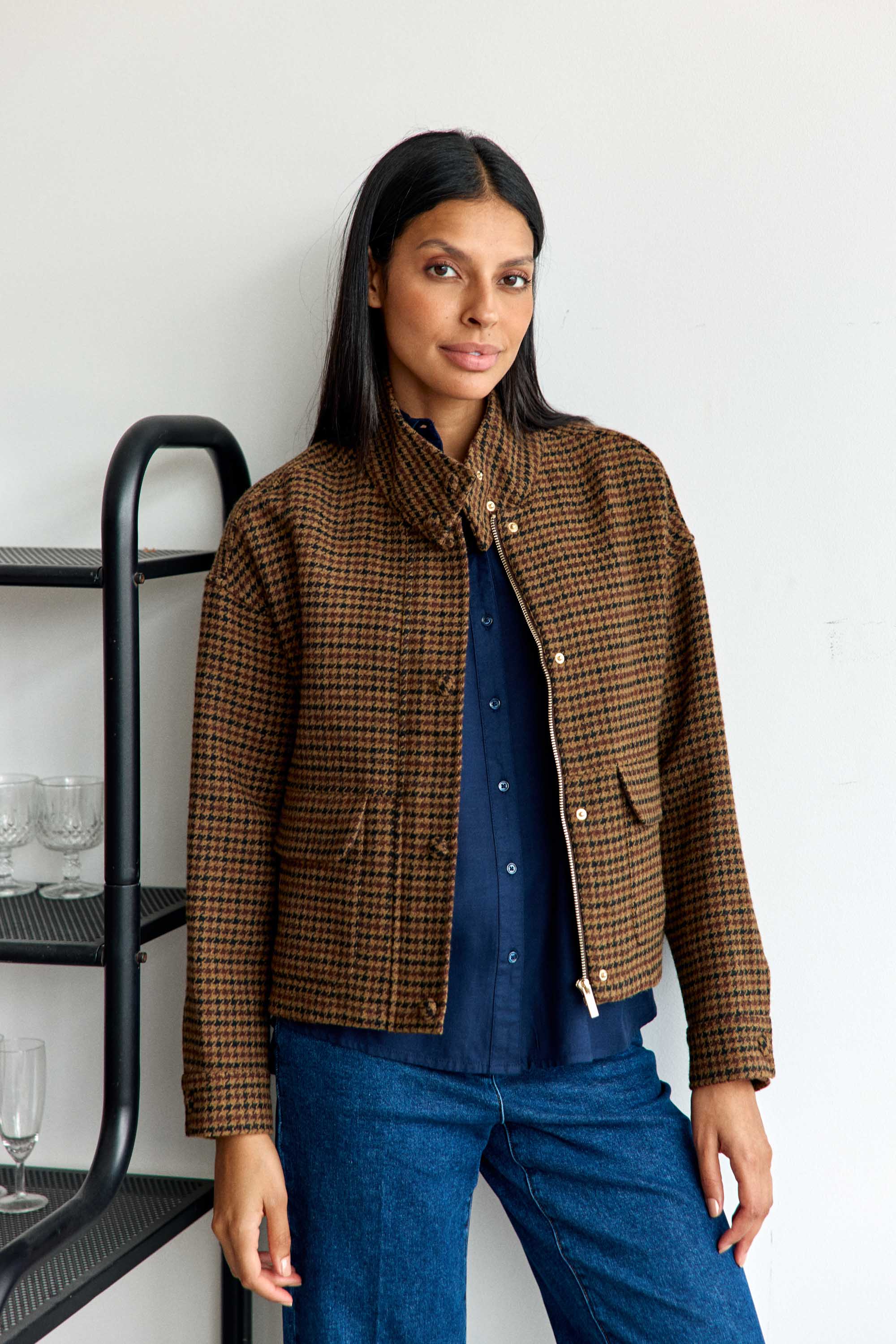 Veste à carreaux pied de poule - Velma