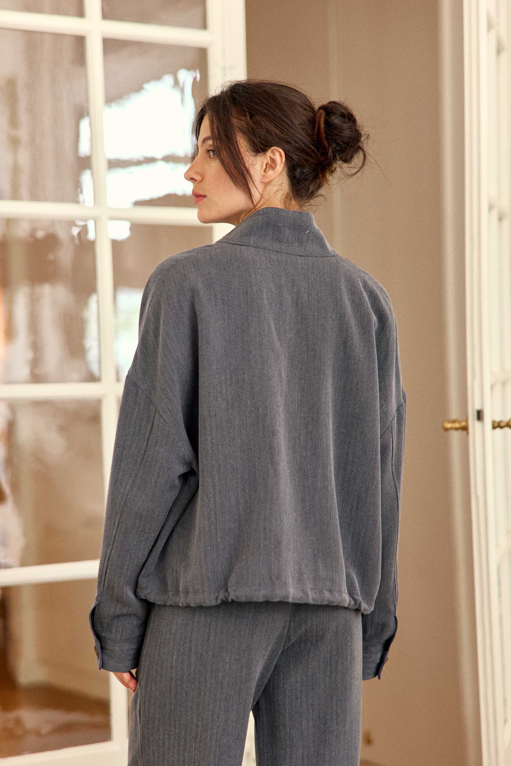 Veste col montant grise - Vely