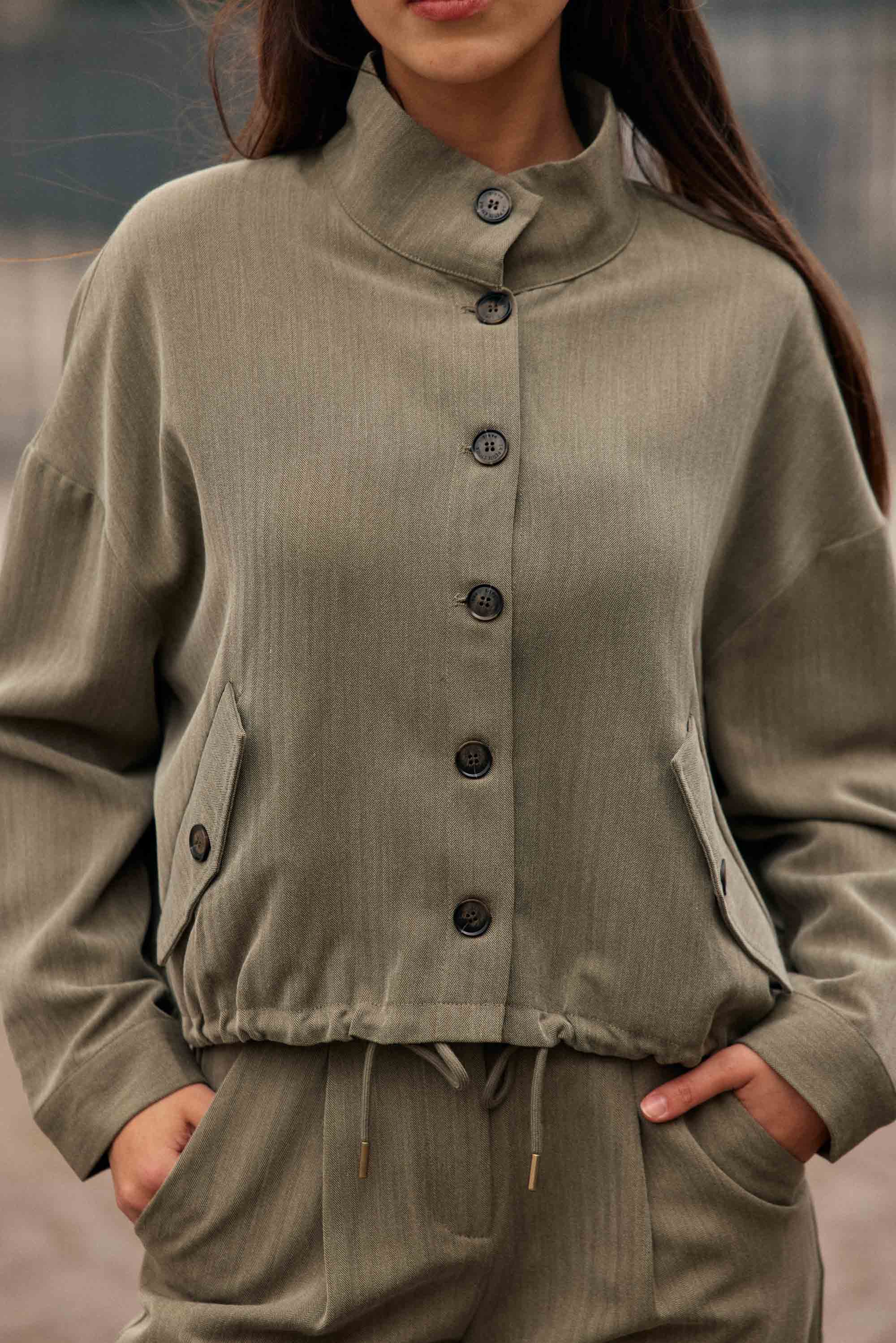 Veste col montant kaki - Vely