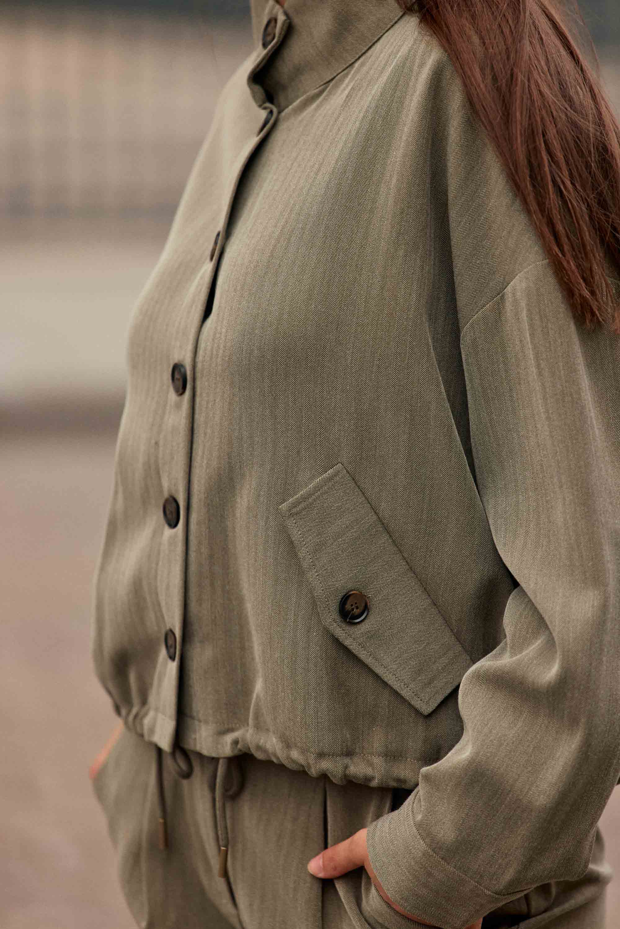 Veste col montant kaki - Vely