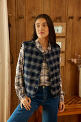 Veste sans manches à carreaux marine - Vinka