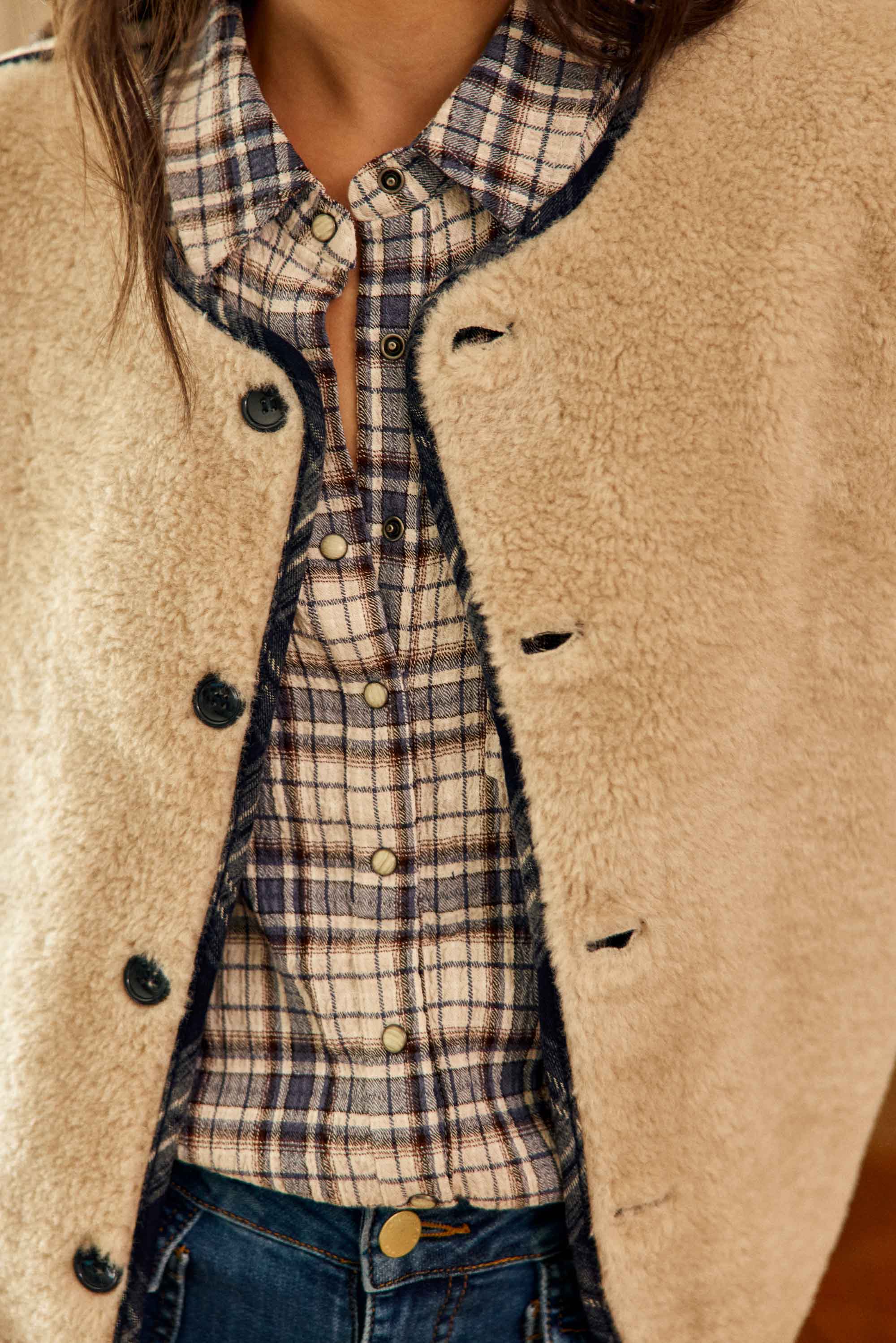 Veste sans manches à carreaux marine - Vinka