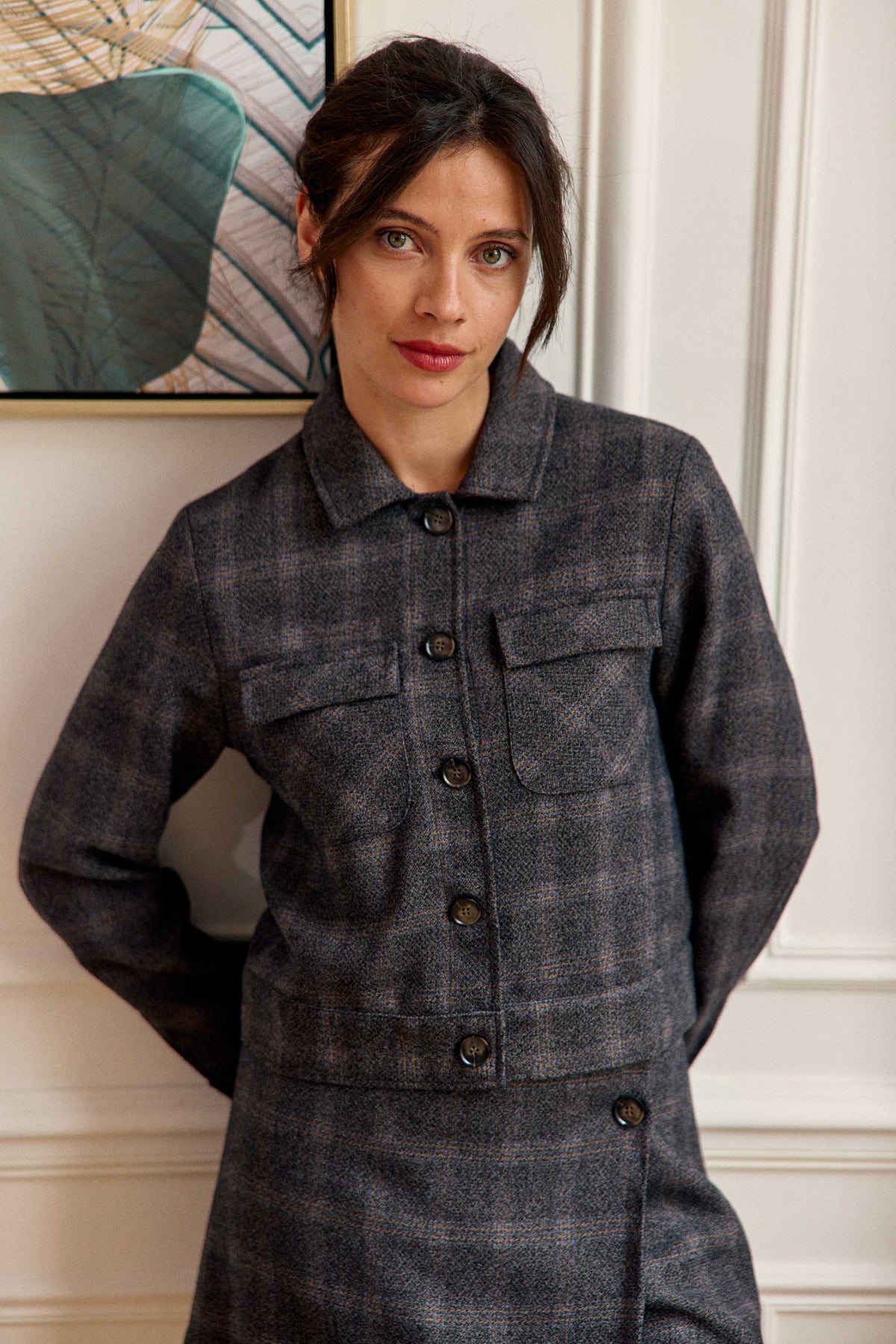 Veste à carreaux tweed gris- Virgin