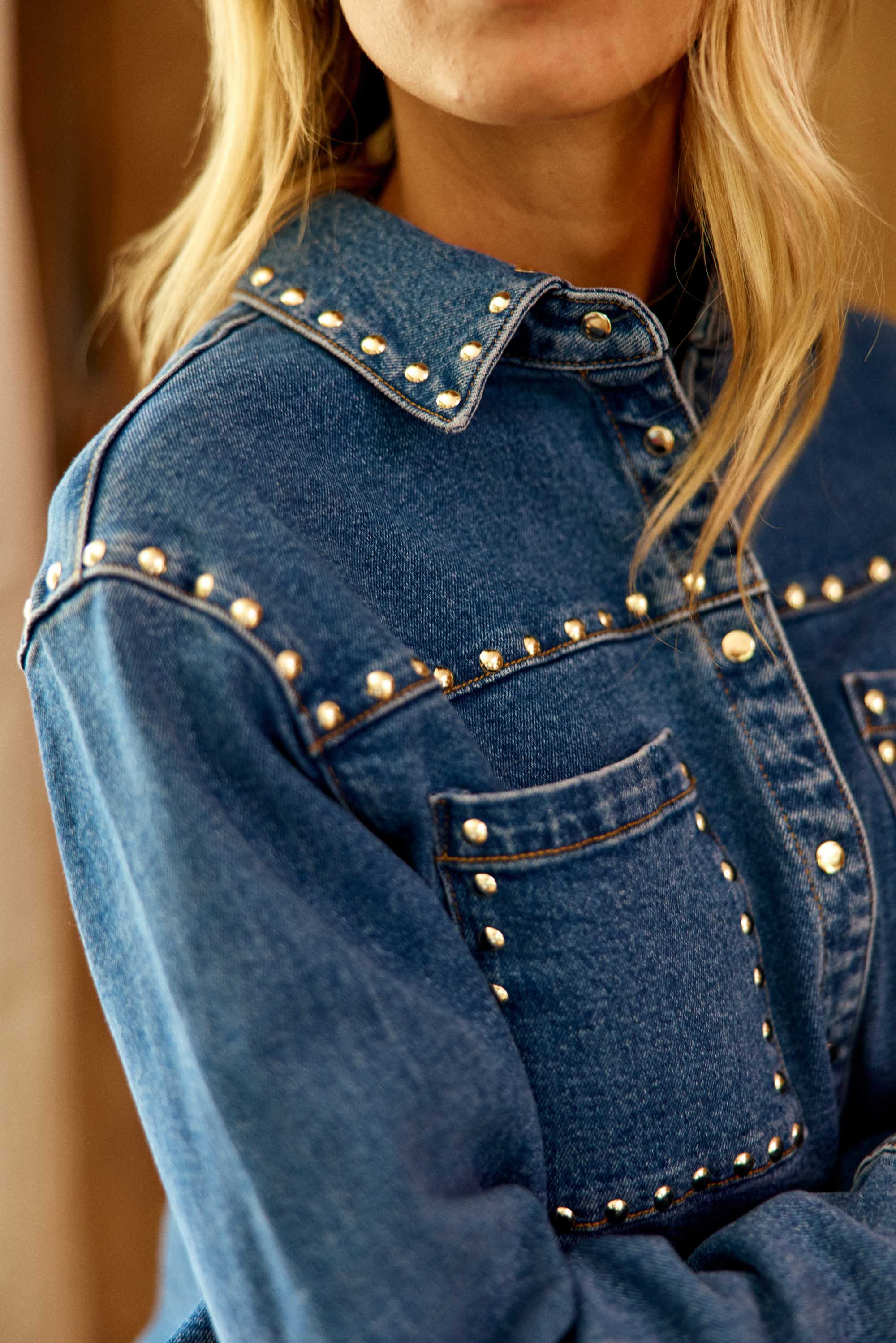 Surchemise denim à studs - Vlema